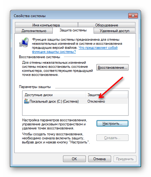 Onemogočena obnova sistema v sistemu Windows 7