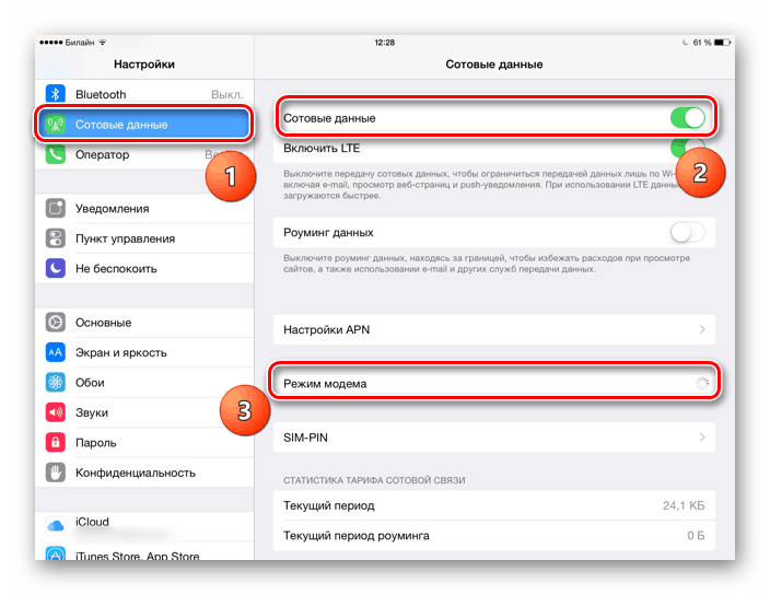Отидете на Cellular Data в настройките на iPad