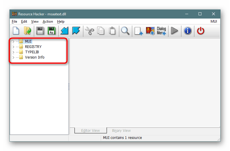Hierarchia obsahu súboru DLL v nástroji Resource Hacker