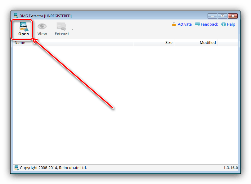 Отворете DMG в DMG Extractor