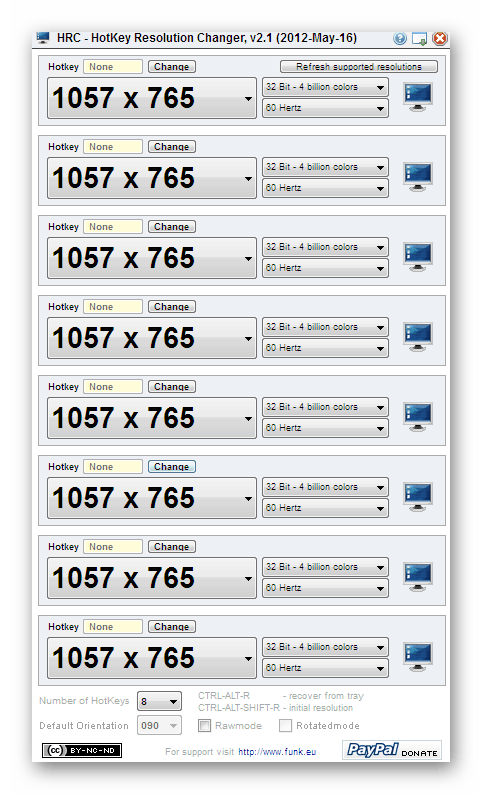 Използване на девет различни профила в Промяна на резолюцията на HotKey