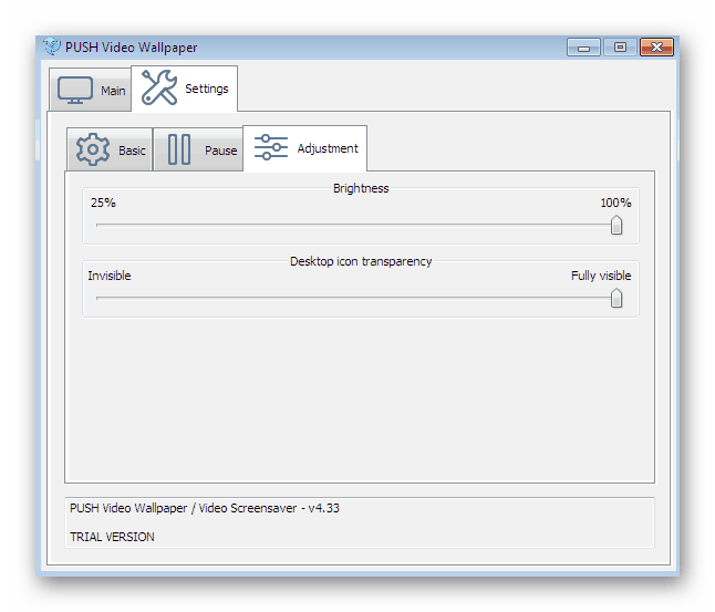 Налаштування програми і відображення шпалер в Video Wallpaper