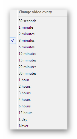 Вибір часу таймера для перемикання плейлиста в Video Wallpaper