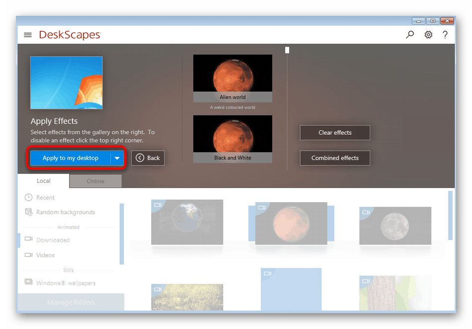 Установка живих шпалер в програмі DeskScapes після настройки