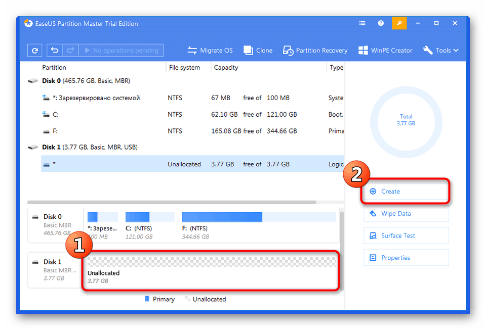 Izrada nove particije na flash disku u programu EaseUS Partition Master