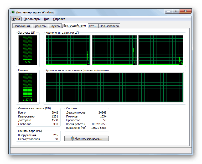 Използване на диспечера на задачите за преглед на RAM в Windows 7
