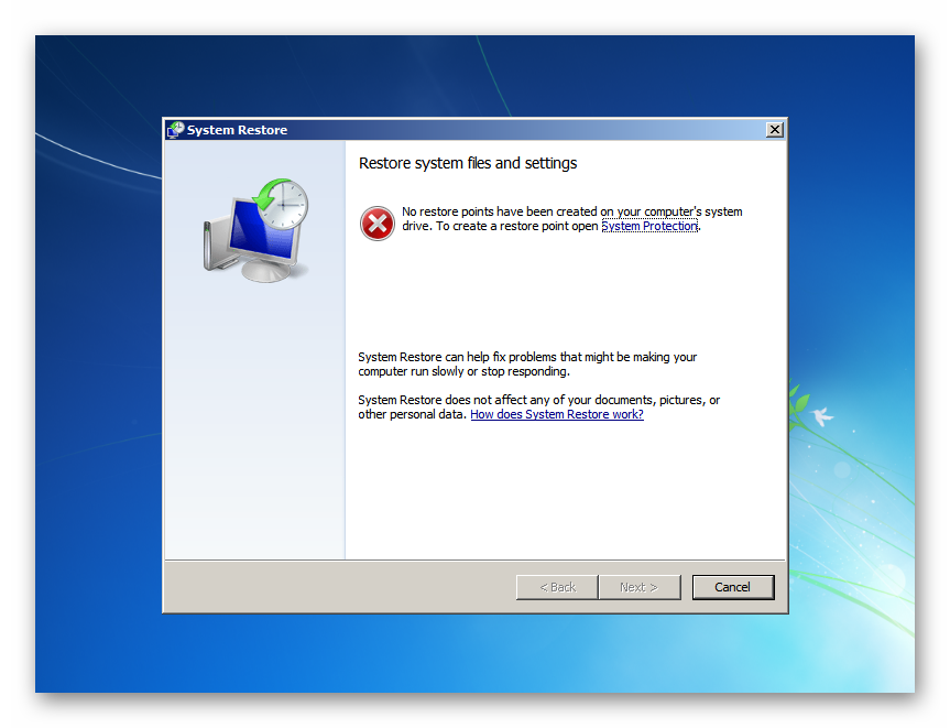 Липсващи точки за възстановяване на системата в прозореца Опции за възстановяване на системата Windows 7