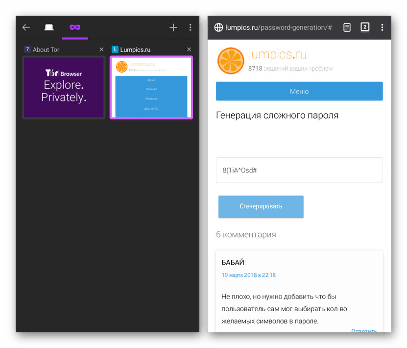 استخدام الوضع الخاص في متصفح Tor على Android