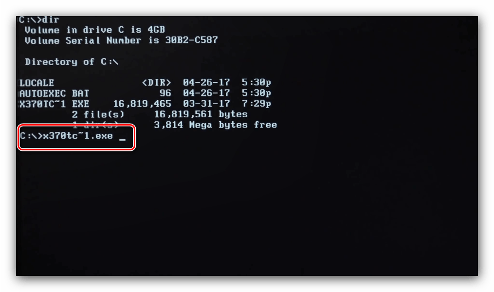 حدد ملف التحديث لتحديث BIOS اللوحة ASRock باستخدام طريقة DOS