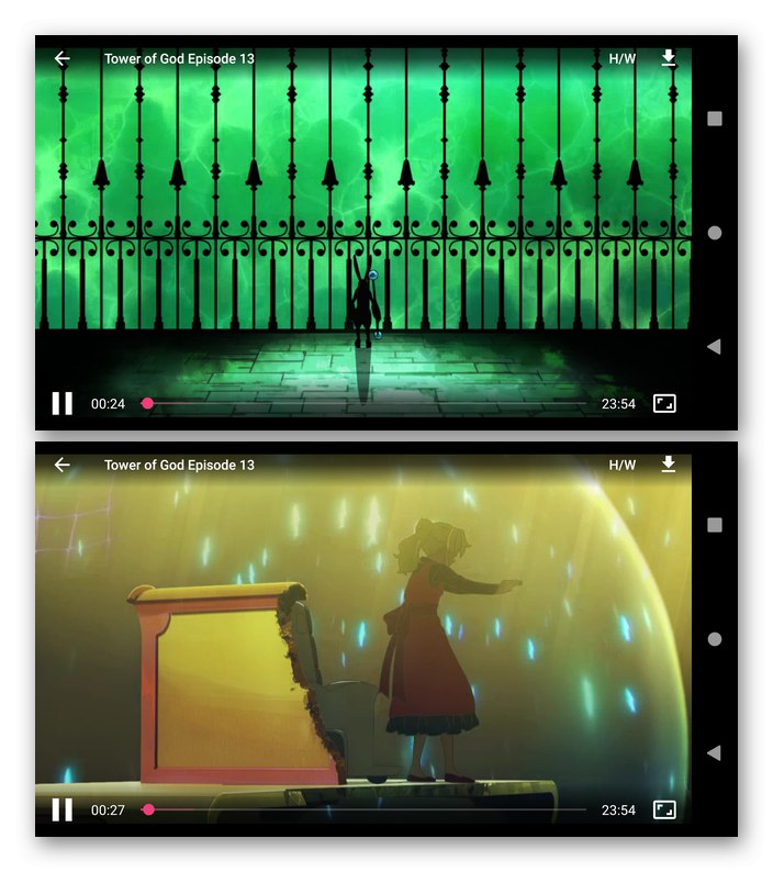 Vgrajen predvajalnik aplikacij AnimeDroid za gledanje Anime v Androidu