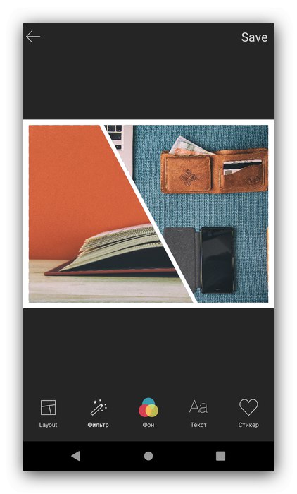 Možnosti prekrivanja v Mixoo Collage Pro za ustvarjanje kolaža v Androidu