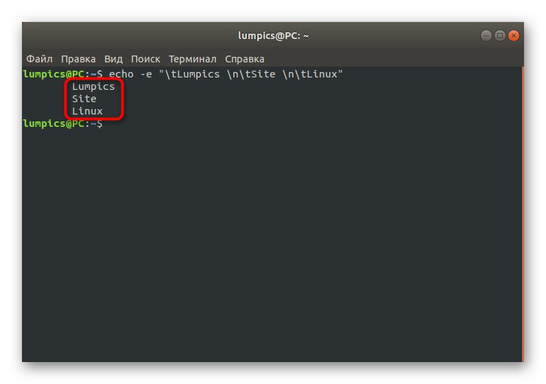 Rezultat kombiniranja opcija prilikom upotrebe naredbe echo u Linuxu
