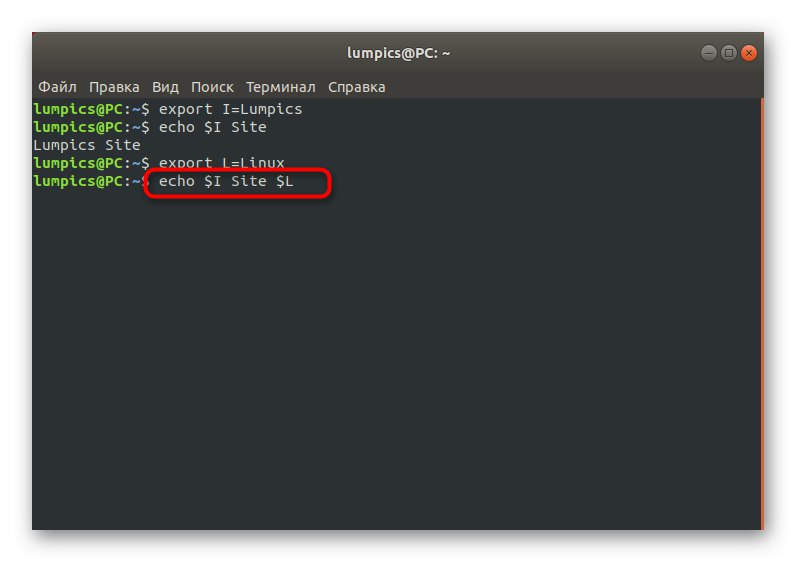 Kombinirani unos s dvije varijable odjeka u Linuxu
