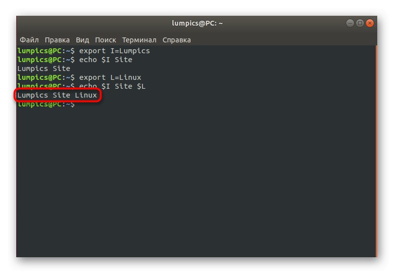 Rezultat kombiniranog unosa s dvije varijable odjeka u Linuxu