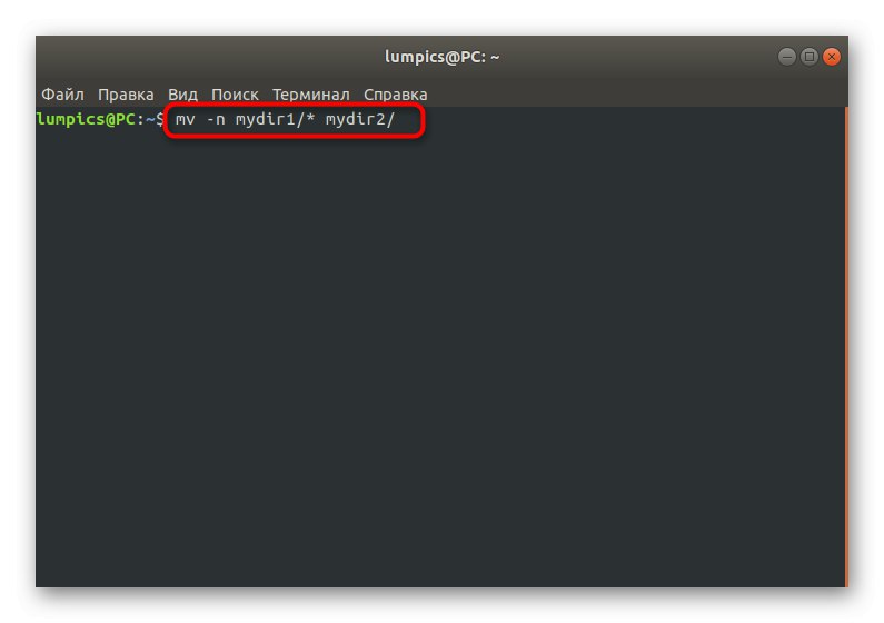 Přesouvání souborů, které neexistují v cílovém adresáři, pomocí mv v systému Linux
