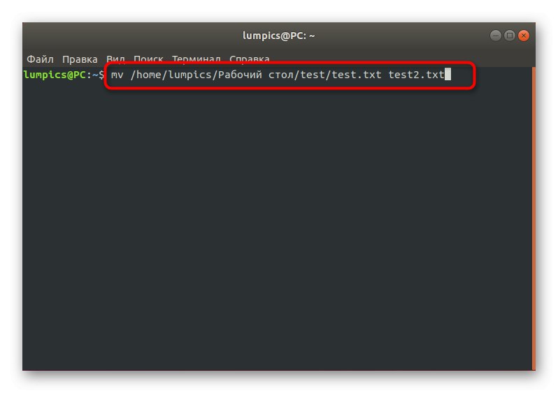 Přejmenování souboru pomocí nástroje mv v systému Linux
