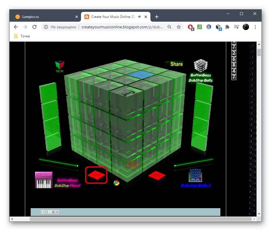 Синхронизация на отделни блокове при игра чрез онлайн услугата Dubstep Cube