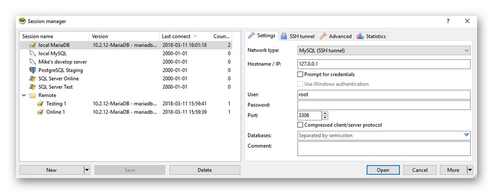 Interfejs programu HeidiSQL