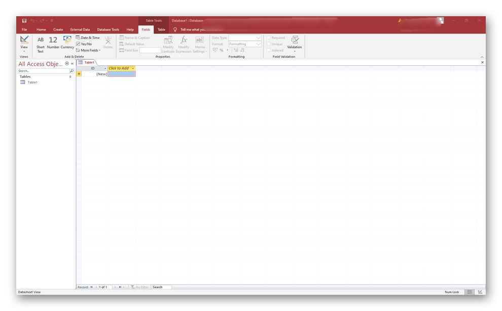 Interfejs programu Microsoft Access