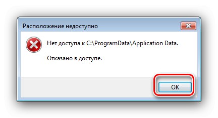 Příklad chyby odepření přístupu při mazání skrytých souborů ve Windows 7