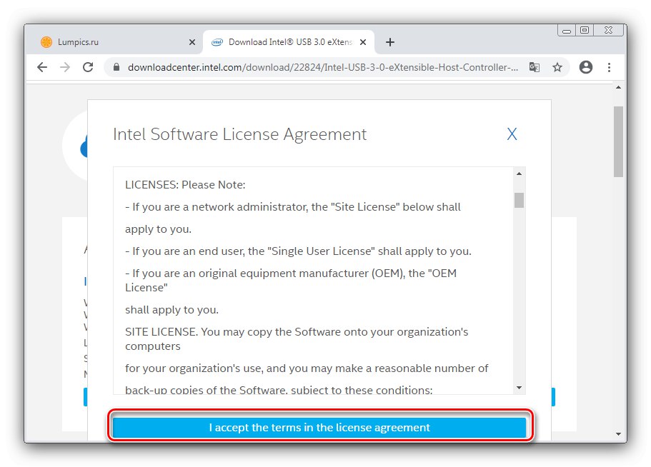 اقبل اتفاقية الترخيص لتثبيت برنامج تشغيل الجهاز الرئيسي على Windows 7 من خلال موقع الشركة المصنعة على الويب