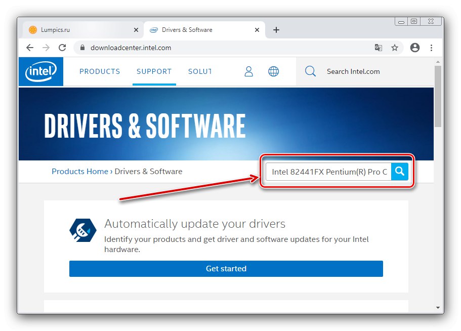 ابدأ البحث عن الملفات لتثبيت برنامج تشغيل الجهاز الرئيسي على Windows 7 من خلال موقع الشركة المصنعة على الويب
