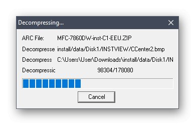 Разопаковане на файлове с драйвери за Brother MFC-7860DWR от официалния уебсайт