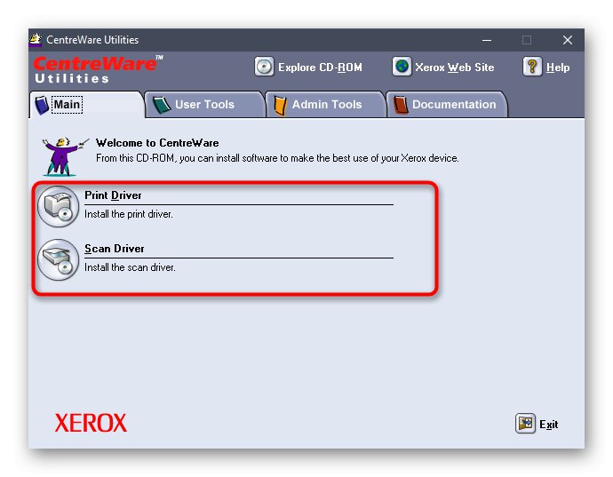 Избор на тип драйвер за инсталация на Xerox WorkCentre 5020
