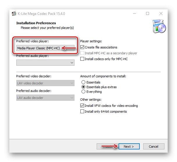 Wybór odtwarzacza K-Lite Codec Pack