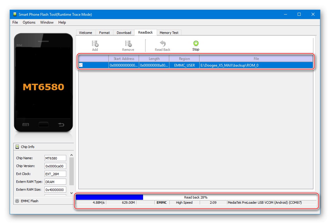Úplný výpis firmvéru Doogee X5 MAX pomocou nástroja SP Flash