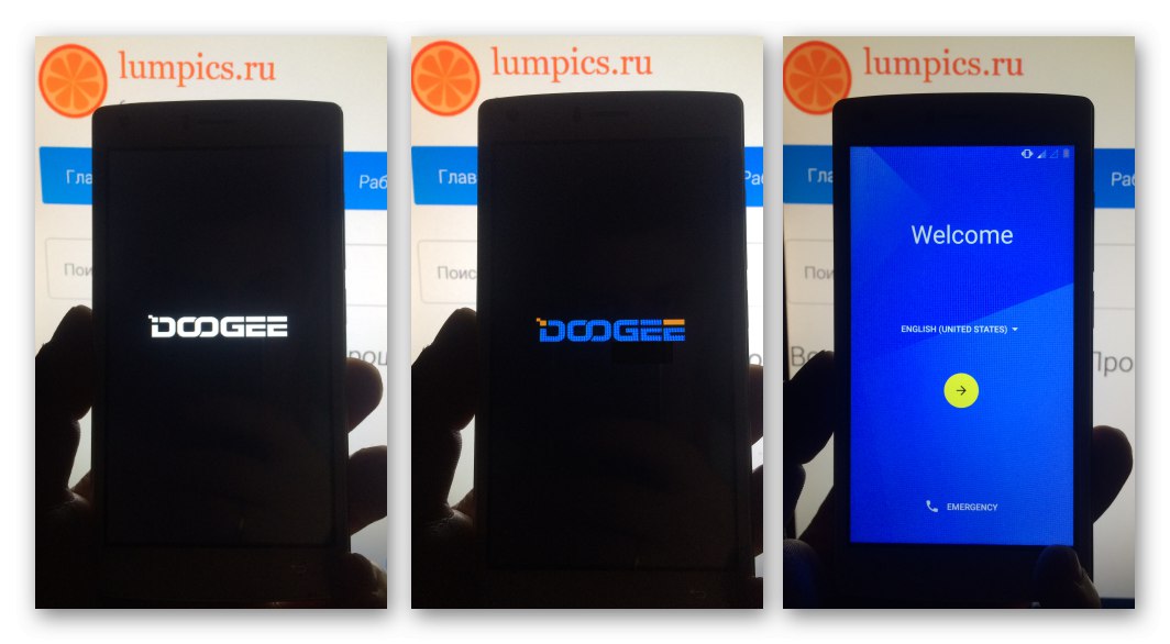 Doogee X5 MAX prvé spustenie telefónu po blikaní pomocou nástroja FlashTool