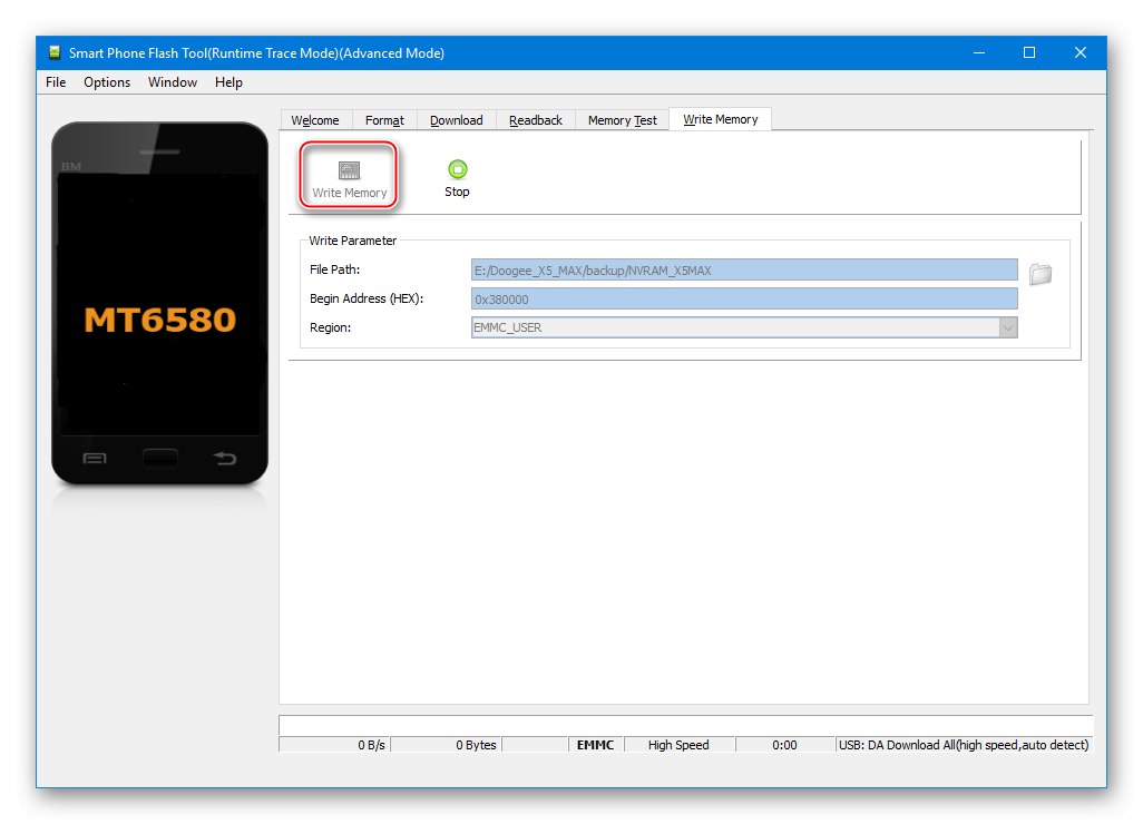 Pripojte smartfón Doogee X5 MAX SP Flash Tool a obnovte NVRAM