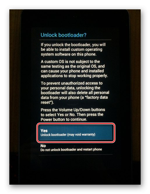Žiadosť Google Nexus 7 3G (2012) o odomknutie bootloaderu na obrazovke zariadenia