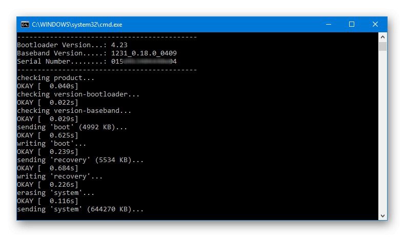 Google Nexus 7 3G (2012) je proces spustenia firmvérového skriptu cez Fastboot