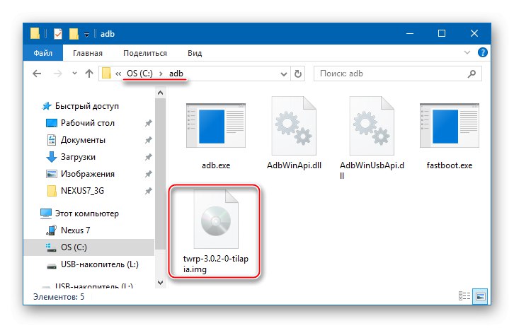 Google Nexus 7 3G (2012) - obrázok TWRP v adresári s ADB a Fastboot