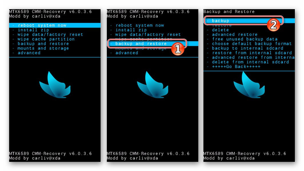 Letite IQ445 stvarajući sigurnosnu kopiju u ClockWorkMod Recovery (CWM) prije instaliranja prilagođenog firmvera