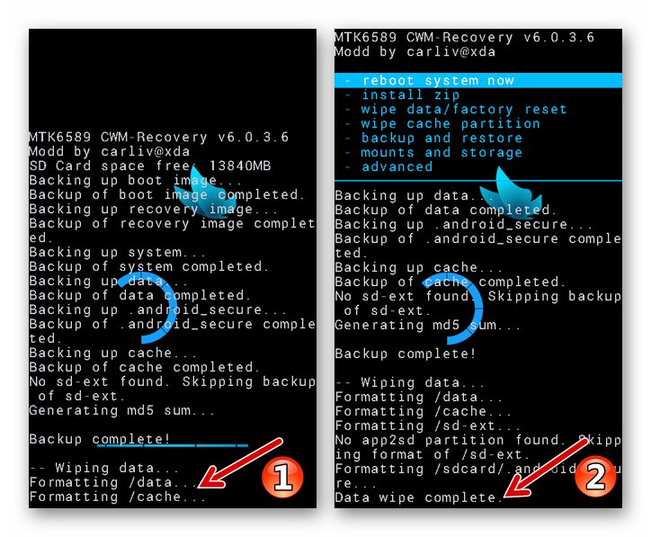 Prijeđite na formatiranje memorijskih particija IQ445 u ClockWorkMod Recovery (CWM) prije instaliranja neslužbenog firmvera