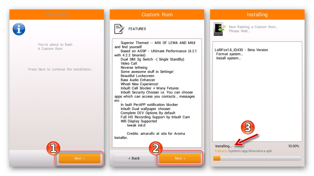 Fly IQ445 ClockWorkMod Recovery (CWM) radi u AROMA-instalateru prilagođenog firmwarea