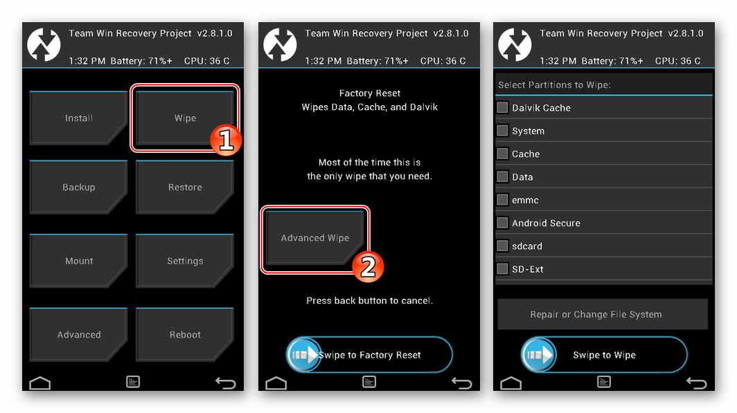Preletite particije za formatiranje IQ445 prije instaliranja prilagođenih u TeamWinRecovery (TWRP) - Brisanje - Napredno brisanje