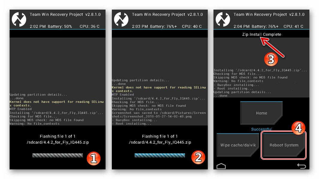 Fly IQ445 prilagođeni postupak instalacije firmwarea putem TeamWinRecovery (TWRP), ponovno pokrenite u sustav