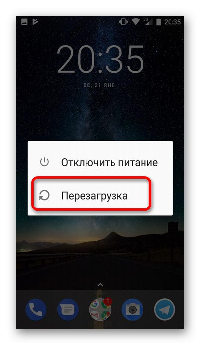 Primer ponovnega zagona pametnega telefona Android s sistemskim menijem