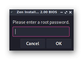 Установка пароля для користувача перед інсталяцією Zen Installer