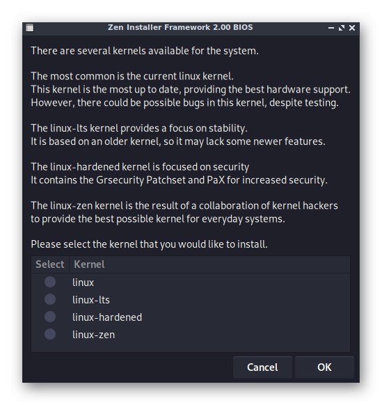 Вибір оптимальної версії ядра перед інсталяцією системи Zen Installer