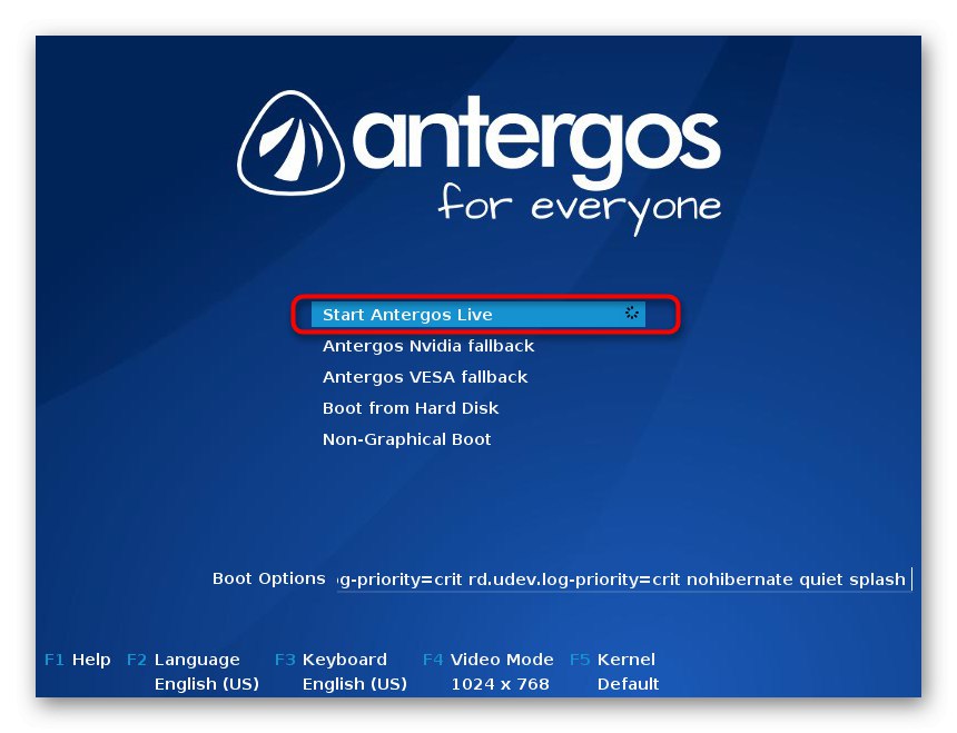 Перехід до графічного установника дистрибутива Antergos