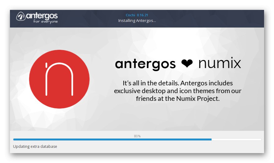 Очікування завершення установки дистрибутива Antergos