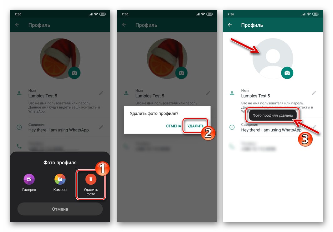 WhatsApp pre Android odstránenie profilovej fotografie v Messengeri