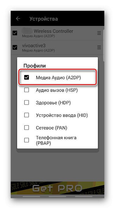 Izbira profila naprave v možnosti Bluetooth Auto Connect