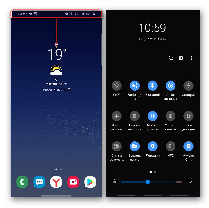 Odpiranje orodne vrstice za hitri dostop v Androidu