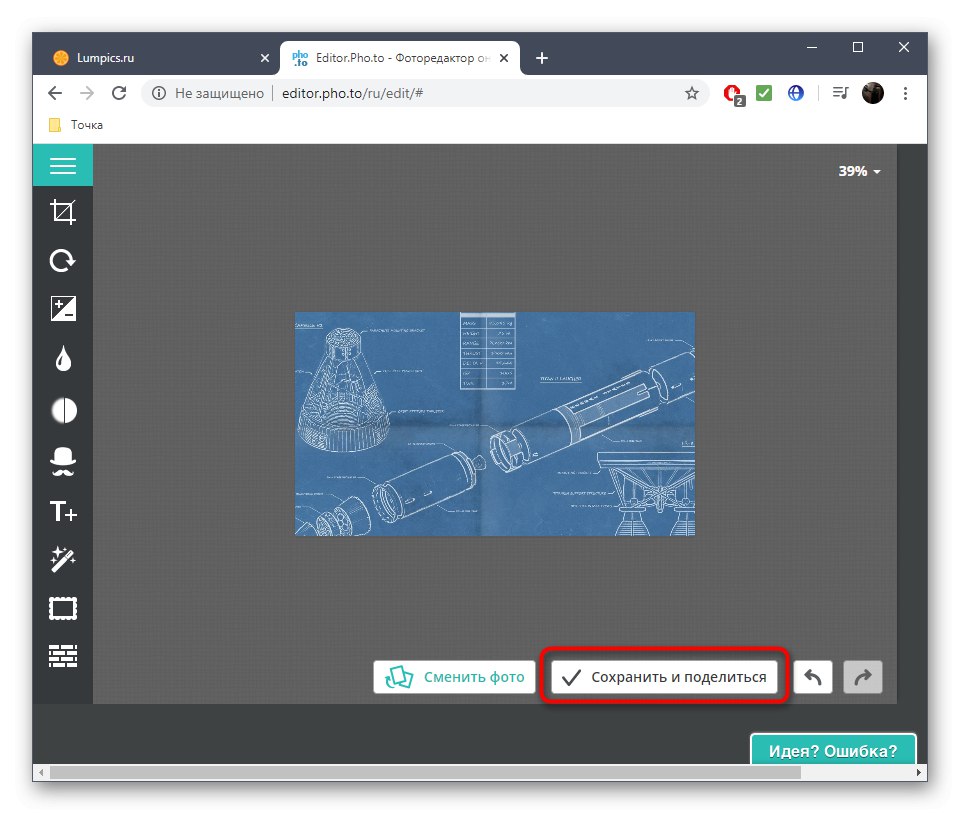 Uloženie zmien po úprave obrázka v online službe Pho.to