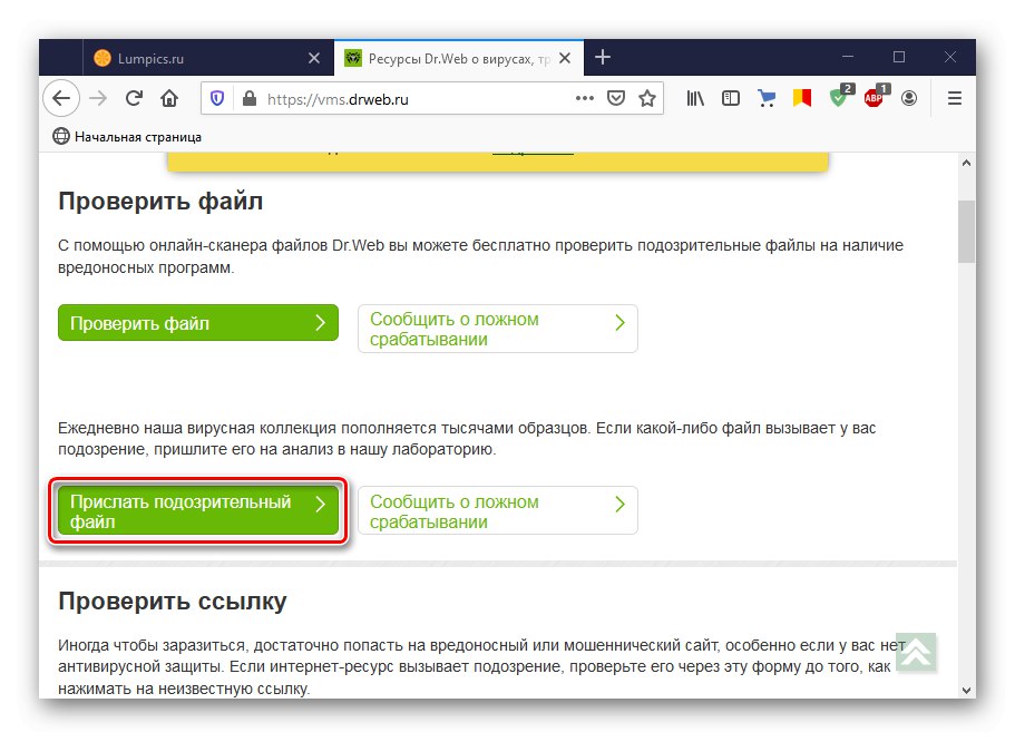 Pošiljanje okuženih datotek v laboratorij Dr.Web